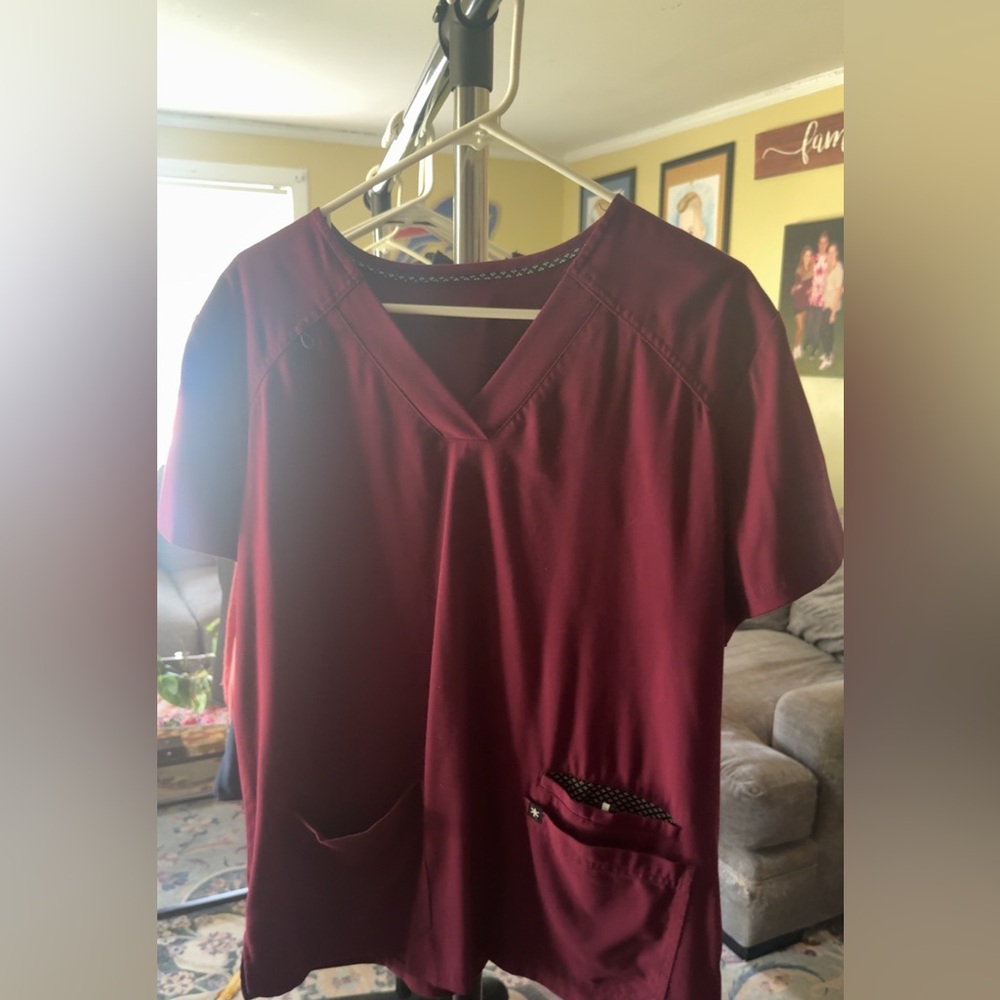 Chic Burgundy scrub top